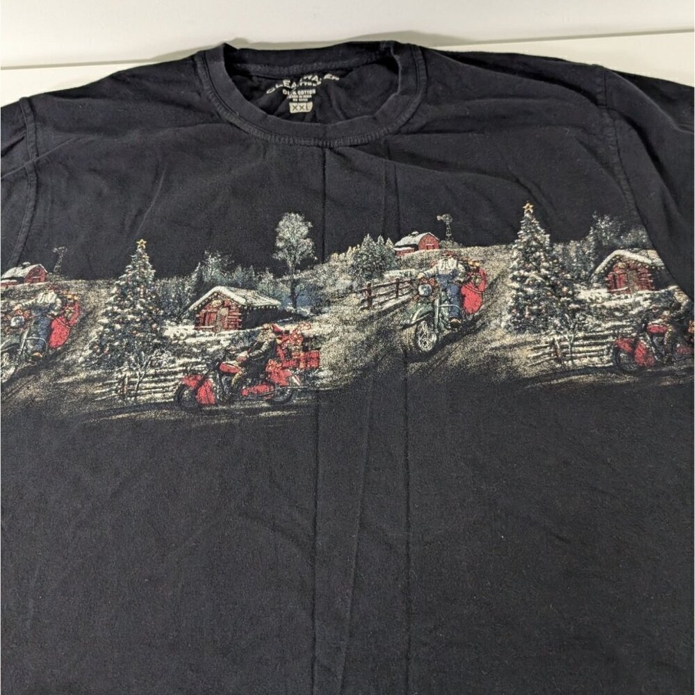 Clearwater Outfitters Santa Bikers T Shirt Mens Size XXL Black Winter Motorcycle